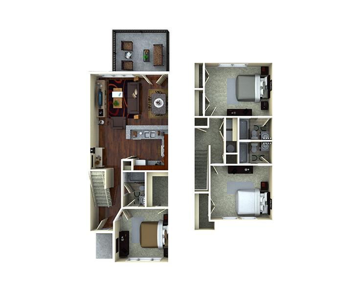 3BR/3BA - Birchmore 3 Floor plan