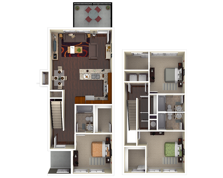 3BR/3BA - Milledge 3 Floor plan
